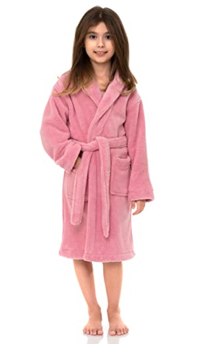 TowelSelections Girls Robe, Kids Plush Shawl Fleece Bathrobe3