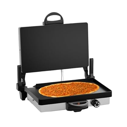 Kochmaster Chromax Kontaktgrill, Türkische Pizza Lahmacun Zubereiter, Sandwich Toaster, Antihaftbeschichteten Platten, 2300W, Elektrischer Tischgrill, Edelstahl, – Bild 7
