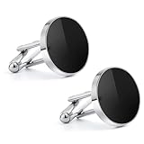 2 Pcs Men's Cufflinks, Cufflinks for Men Cuff Links Groom Classic Mens CuffLinks Wedding Cuff Links Tuxedo Shirts Classic Black&Silver Match for Men Suitable for Wedding, Banquet, Ceremony, Business