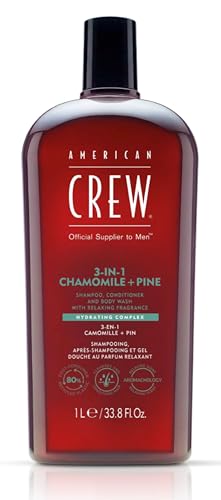 American Crew - Shampoing 3 En 1 - Shampooing, Après Shampoing & Gel Douche pour Cheveux et Corps - Soin Cheveux Revitalisant, Hydratant et Apaisant - Parfum...