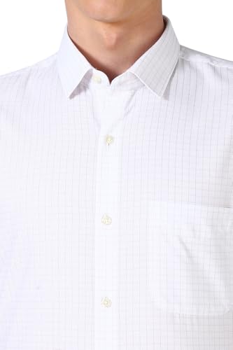 Image of Peter England Men's Micro-Checkered Formal Slim Fit Full Sleeve Shirt | Cotton Rich