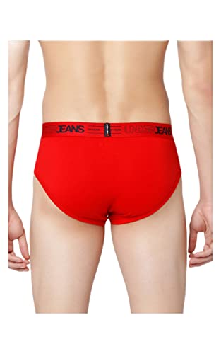 Image of Underjeans Men's Cotton Blend Briefs (Pack of 2) (UJNPBS017E2NAVYRED)