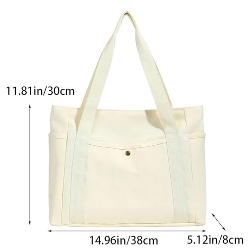 Large Capacity Canvas Tote Bags For Work Commuting Carrying Bag College Style Student Outfit Book Shoulder Bag Shopping Bag4