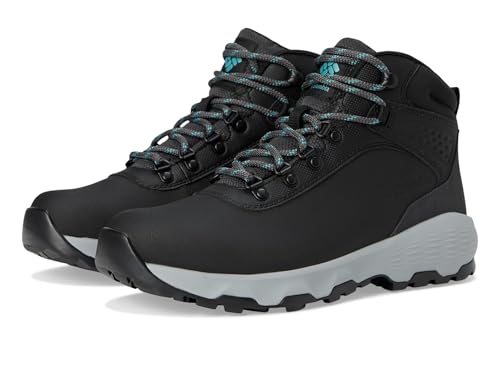 Columbia Women's Newton Wander Leather Hiking Shoe, Black/Teal, 8