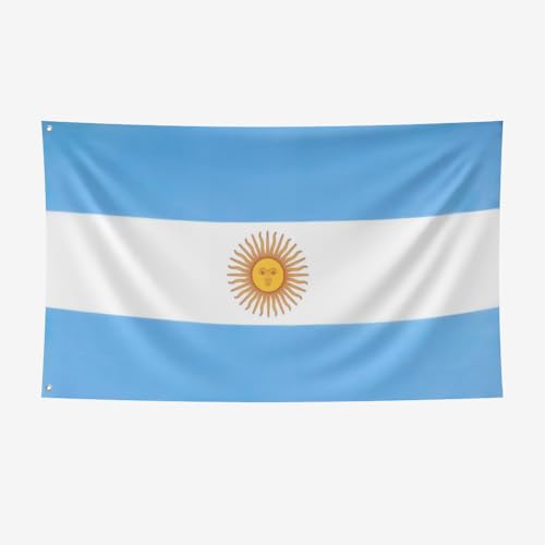 Nacilerto Argentina Flag 3x5FT Vivid Colors Double Stitched Sturdy 100D Polyester Argentinian National Flags with 2 Brass Grommets for Indoor Outdoor.