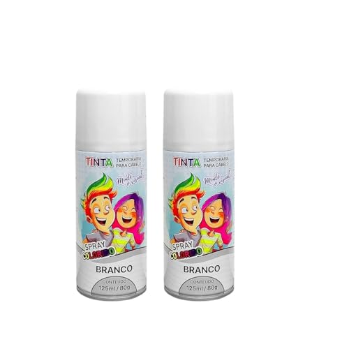 2 Tintas Spray Cabelo Maluco Lavável Carnaval Branca