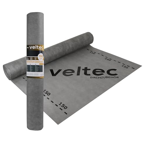 Parotec_Veltec 3-lagige Unterspannbahn 100g200g/m Diffusionsoffene Dachfolie W1 wasserdicht Sd 0 030 04 m Reißfest & UV-beständig 10m 25m 50m Unterdeckbahn für Steildach (150g - 37 5m=25m x 1 5m)