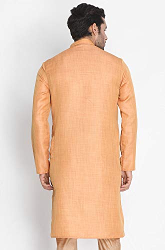 Image of VASTRAMAY Men's Beige Cotton Silk Blend Kurta