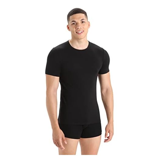 Icebreaker Mäns Anatomica Crewe SS Body Fit underkläder – amiral/svart, 2X-Large