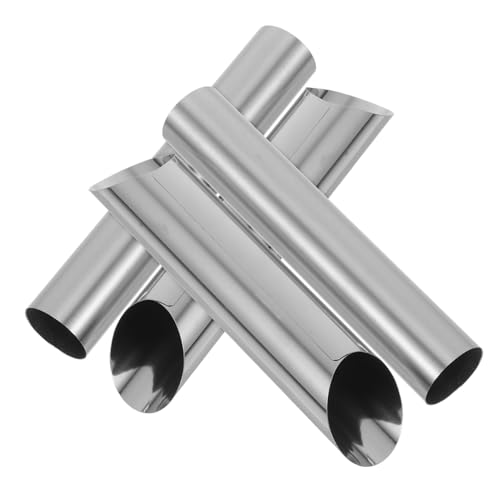 KICHOUSE 4pcs Stainless Steel Pastry Tubes Non-stick Cannoli Molds for Baking Croissants and Horns Dual-angle Design for Easy Release and Airy Texture