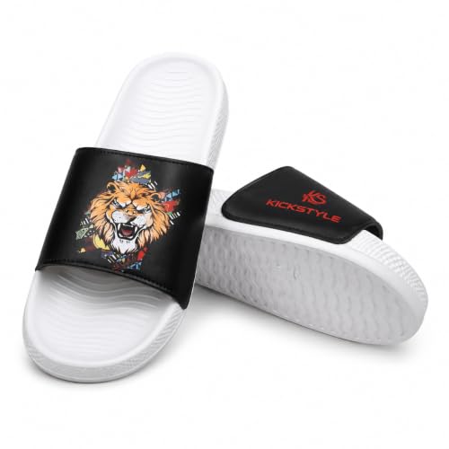 Image of Men's Slider with Lion Design | Comfort Footbed | Extra Soft Doctor Recommended Chappals | Stylish Designer Textured Sole | Lightweight Comfortable Slip-On Slippers KS 2006