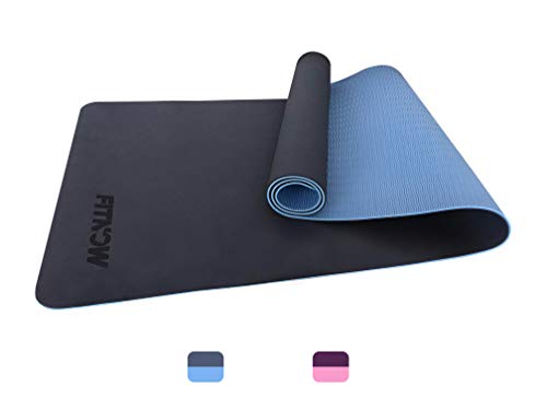 FITNOW Esterilla Yoga Antideslizante Alfombrilla de Yoga Esterilla Pilates Esterilla Deporte - con Correa de Hombro 183cm x 61cm (Azul)