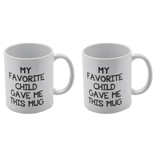 Plawee 2X My Favorite Child Gave Me This Funny Coffee Mug-los Mejores Regalos Navidad para Mamá y Papá-Idea Gag Hija,Hijo,NiñOs-Regalo CumpleañOs Novedoso para Padres