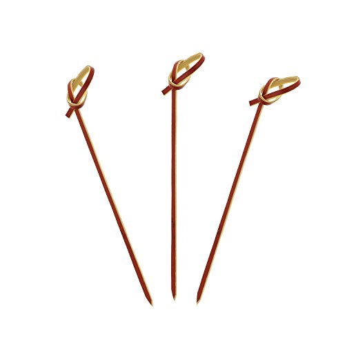 CiboWares Bamboo Knot Cocktail and Hors' D'oeuvre Picks, 4 Inches, Red, Package of 100