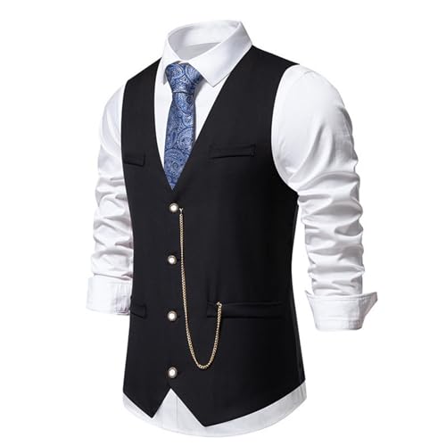 Men's Casual Business Vest Vintage Formal Dress Suit Vests Lightweight Slim Fit Waistcoat2