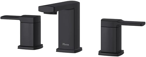 Pfister Deckard LG49DAPB - Grifo de lavabo de baño, 8 pulgadas de ancho, 2 asas, 3 agujeros, acabado negro mate, LG49DAPB