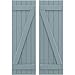 Ekena Millwork ARW102BB518X55SBH Americraft Five 2 Exterior Real Wood Joined Board-n-Batten Shutters w/Z-Bar (Per Pair), 17 1/2"W x 55"H, Peaceful Blue
