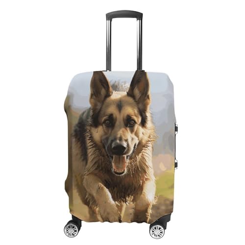 Running German Shepherd Dog Printed Luggage Cover Protector, Fits 18-32 Inch Luggage