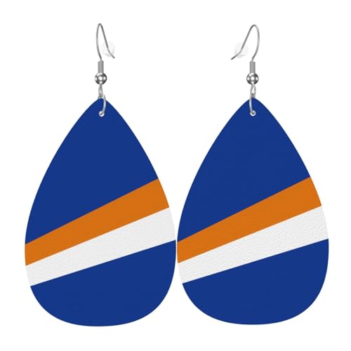 Boucles d'oreilles pendantes en cuir avec motif drapeau des îles Marshall, bijou accrocheur, idée cadeau de vacances pour elle, taille unique, cuir, sans pierre précieuse, One Size, Cuir, Pas de gemme