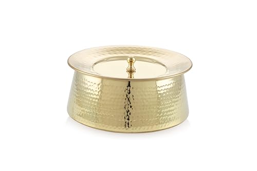Image of Brass Royal BIRYANI Handi-(2.6 Litre) | Handcrafted Traditional Cooking Pot | Brass Lagan for Dum Biryani, Festive Cooking & Serving | Color - Gold