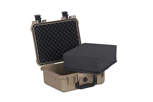 Image of MEIJIA Portable All Weather Waterproof Protective Case,Hard Case,Camera Case With Customized Fit Foam,Fit Use of Drones,Camera,Equipments,Pistols,13.35 x11.63x5.98inches (Desert Tan)