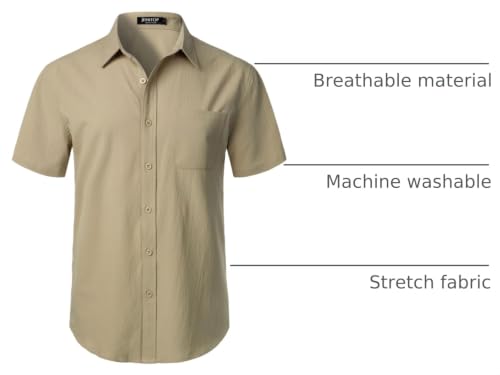 Image of JEMITOP Mens Stretch Wrinkle Free Texture Shirts