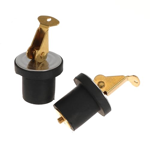 2 Pcs Brass Boat Drain Plugs 3/4 Inch Deck Boat Plugs Rubber Snap Lock Boat Drain Plug for Marine Kayak Yacht Fishing Boats Accessories (3/4 Inch-2pack)