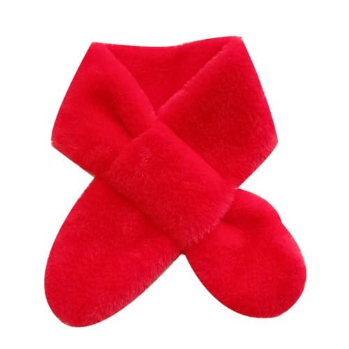Children's Faux Fur Scarf Plush Fleece Neck Warmer Solid Color Wraps Christmas for 2-12 Years2