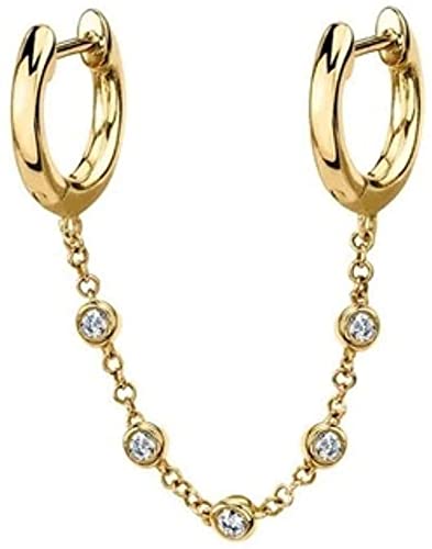Boucles d'oreilles lune et cœur avec chaîne pendante en oxyde de zirconium pour femme