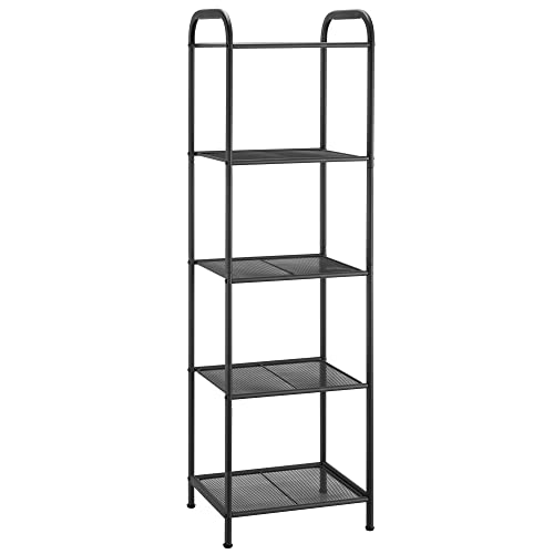 MAX Houser Storage Rack with Shelf,Industrial Style Extendable Plant Stand, Standing Shelf Units for Kitchen, Bathroom, Office,Living Room, Balcony, Kitchen, Charcoal Gray (5-Tier)