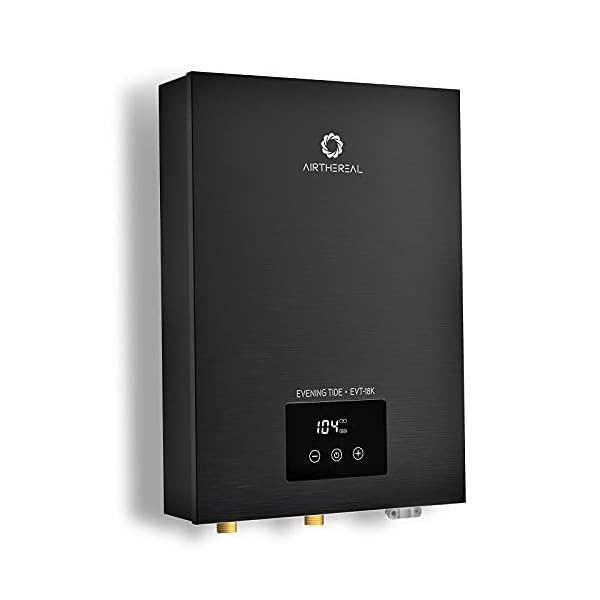 Airthereal Electric Tankless Water Heater 18kW, 240Volts - Endless On-Demand Hot Water - Self Modulates to Save Energy Use - Small Enough to Install Anywhere - for 2 Showers, Evening Tide series