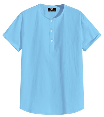Image of Men's White Cotton Half Sleeve Kurta with Mandarin Collar, Urban Style for Summer Wear Kurta-24