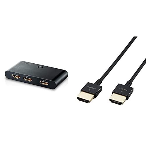 エレコム HDMI 切替器 自動切替機能 - PS3/PS4/Nintendo Switch 対応 2入力1出力 HDMI ケーブルセット (1m/0.3m) DH-SW21BK/Eの商品画像（Amazon）