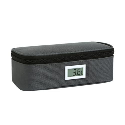 Oxxggkao Bolsa aislante para refrigerador con pantalla de temperatura, tela impermeable universitaria para almacenamiento de alimentos, materiales médicos, viajes, rudimentos, bolsa aislada para