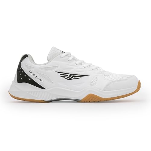 Image of Red Tape Men's Sneakers White Black Pu Mesh Round Toe Lace-Up