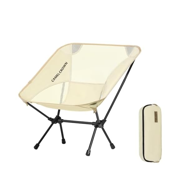 CAMEL CROWN Portable Camping Chair Lightweight Compact Folding Chair Mesh for Outdoor Camp Travel Beach Picnic Festival Hiking Backpacking White