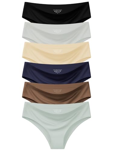 Image of AIVEITE Women's Seamless Underwear No Show Bikini Panties Cheeky Low Rise Breathable Silky Invisible Briefs 6 Pack