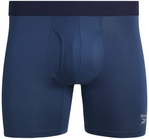 Reebok Men's Boxer Briefs - 8 Pack Performance Mens Underwear Boxer Briefs with Fly Pouch - Athletic Underwear for Men (S-XL), Size X-Large, Blue/Navy/Grey/Print3
