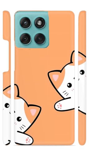Image of Orange White Kitties Designer Printed Hard Back Cover for Motorola Edge 60 Fusion 5G Attractive and Uniquely Crafted Smartphone Case