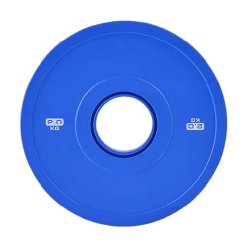 Okiyakusama Disco Peso Placa Barra Entrenamiento Fuerza Fabricado con Acero Y Goma Antideslizante Diseño Especial para Agarre Seguro Compatible con Barras Estánda, 2.0 Kg Azul