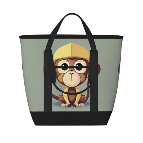 Sac isotherme grande capacité motif singe : gardez vos courses au frais avec style