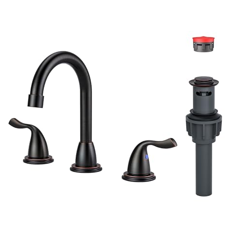 ARCORA Bathroom Sink Faucet 3 Hole, Oil Rubbed Bronze Bathroom Faucet, 8 Inch Widespread Bathroom Faucet with Pop Up Drain and cUPC Supply Lines 8" Widespread Oil Rubbed Bronze