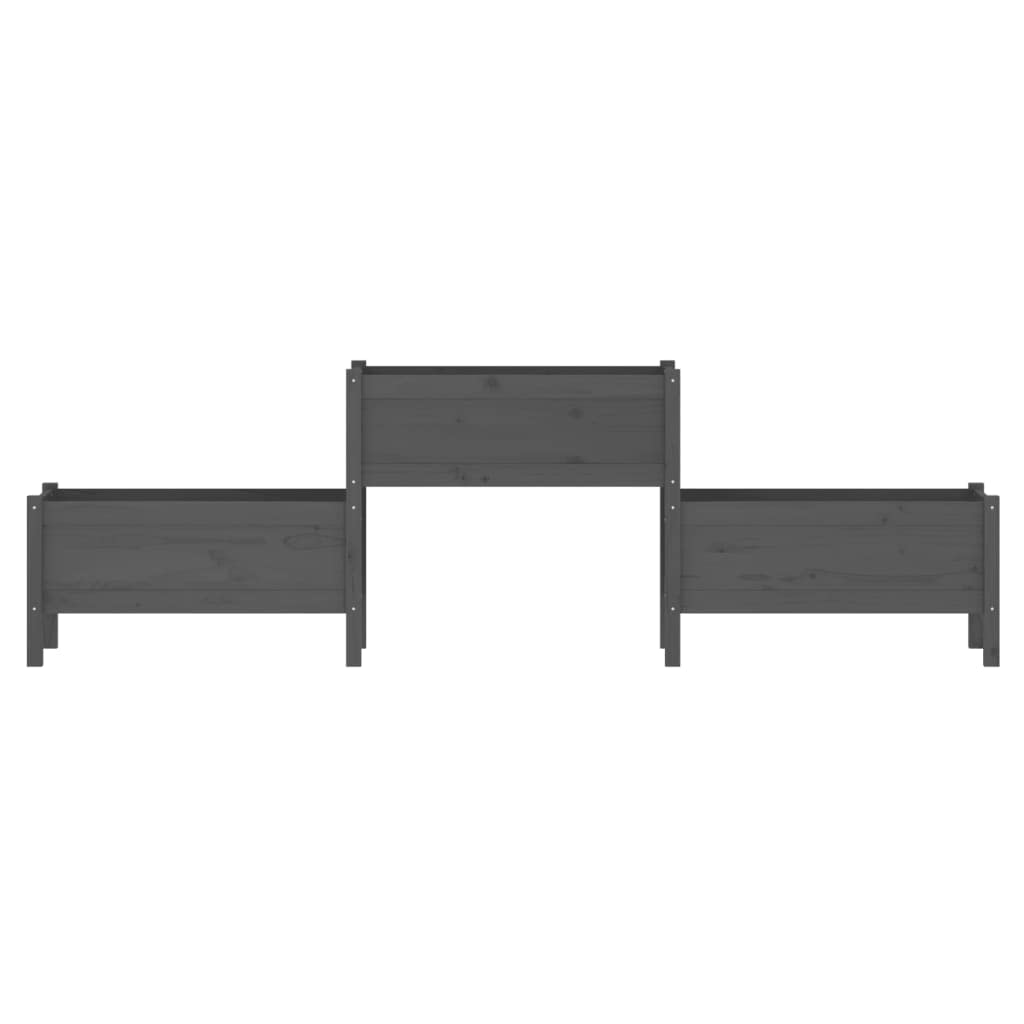 Hochbeet Balkon 245,5 x 44 x 75 cm aus massivem Kiefernholz, Grauer Pflanzkübel mit 3 Etagen für Gemüse und Kräuter, platzsparendes Gartenregal für Terrasse und Wohnzimmer