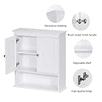 Spirich Bathroom Cabinet Wall Mounted with Doors, Wood Hanging Cabinet with Doors and Shelves Over The Toilet, Bathroom Wall Cabinet White - Image 5