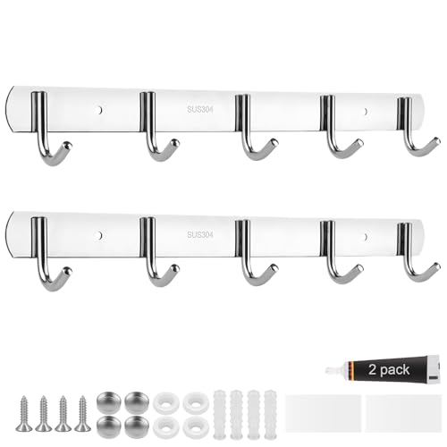 Perchero de Pared, Cuarto de Baño Ganchos para Colgar-2 PCS 304 Acero Inoxidable Perchero, Percheros para Ropa de Dormitorio, Percheros de Pared para Utensilios de Cocina/ Entrada, Accesorios de baño