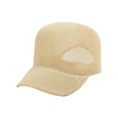Unisex Summer Breathable Straw Baseball Cap Outdoor Sun Hats Solid Color Adjustable Shade Beach Hats