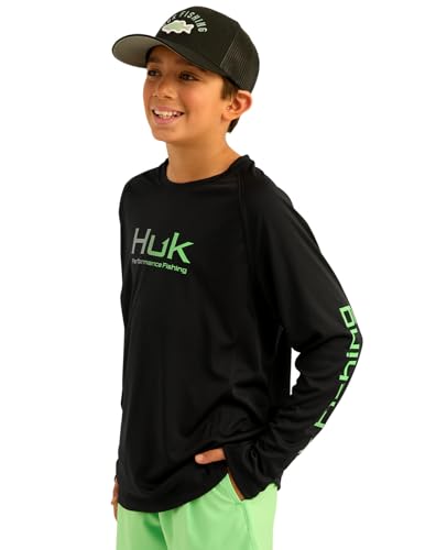 HUK Boys' Pursuit Graphic Long Sleeve, Fishing Shirt for Kids