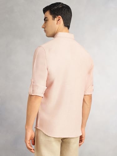 Image of Thomas Scott Men's | Solid | Textured Fabric | Full Sleeve | Slim Fit | Polyester-Blend | Spread Collar | Casual Shirt