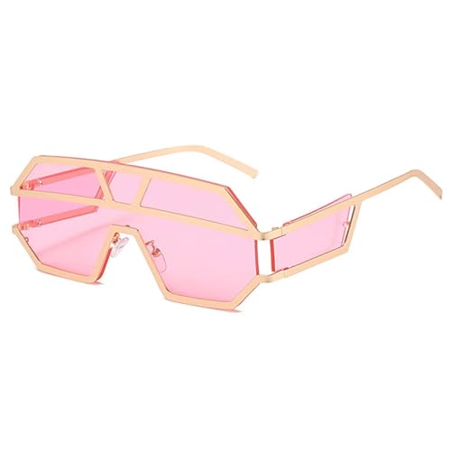 Lunettes de soleil sans monture rétro marron et noir surdimensionnées