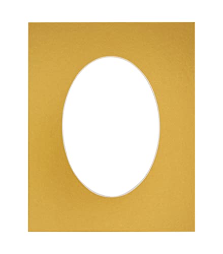 16x20 Mat Bevel Cut for 12x16 Photos - Precut Metallic Gold Oval Shaped Photo Mat Board Opening - Acid Free Matte to Protect Your Pictures - Bevel Cut for Family Photos, Pack of 1 Matboard Show Kit
